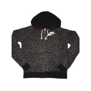 Nike Black Gray Cheetah Full Zip Hoodie 